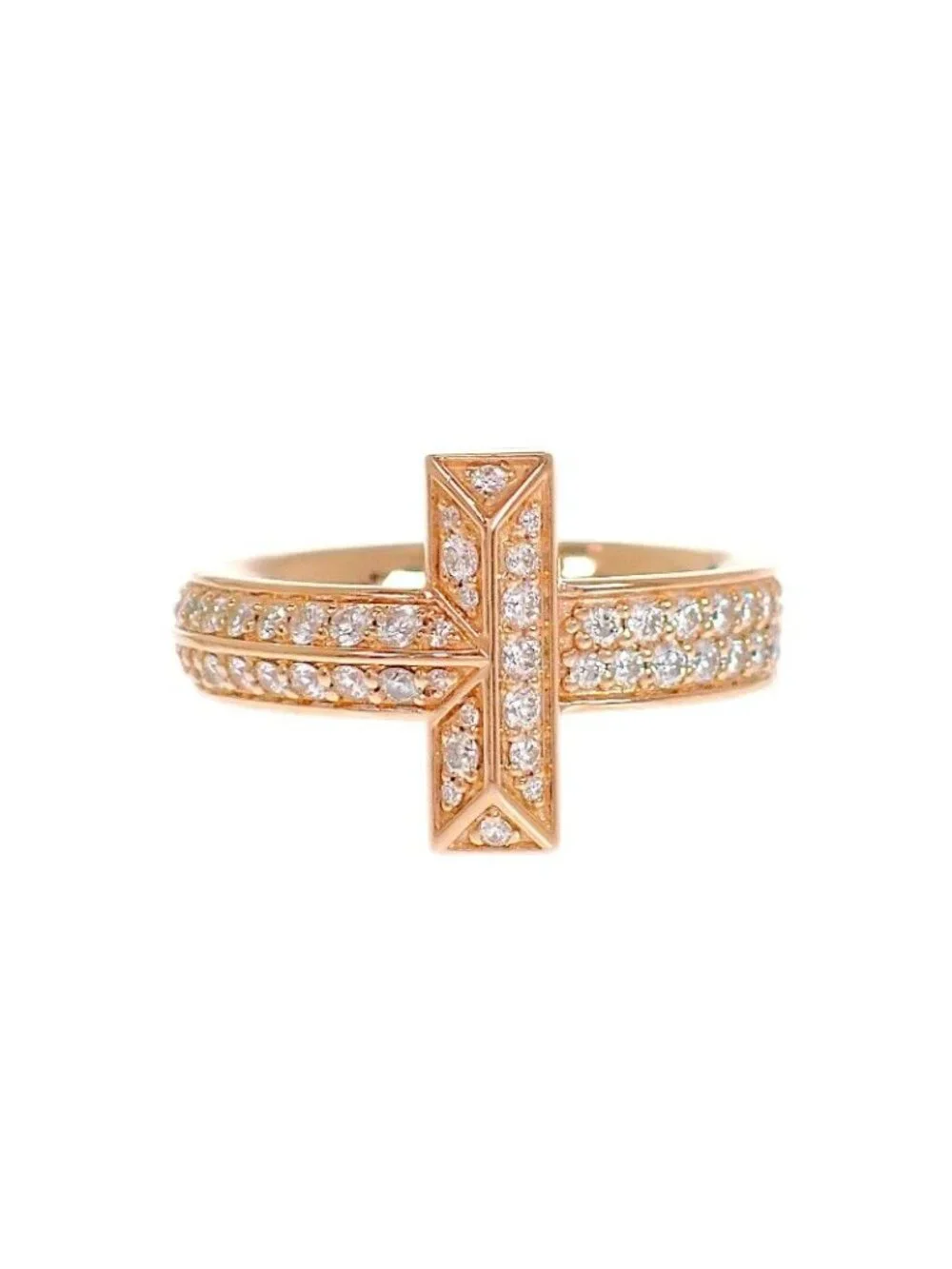 Tiffany & Co T One Actual Ring 18K Gold Rose Diamond